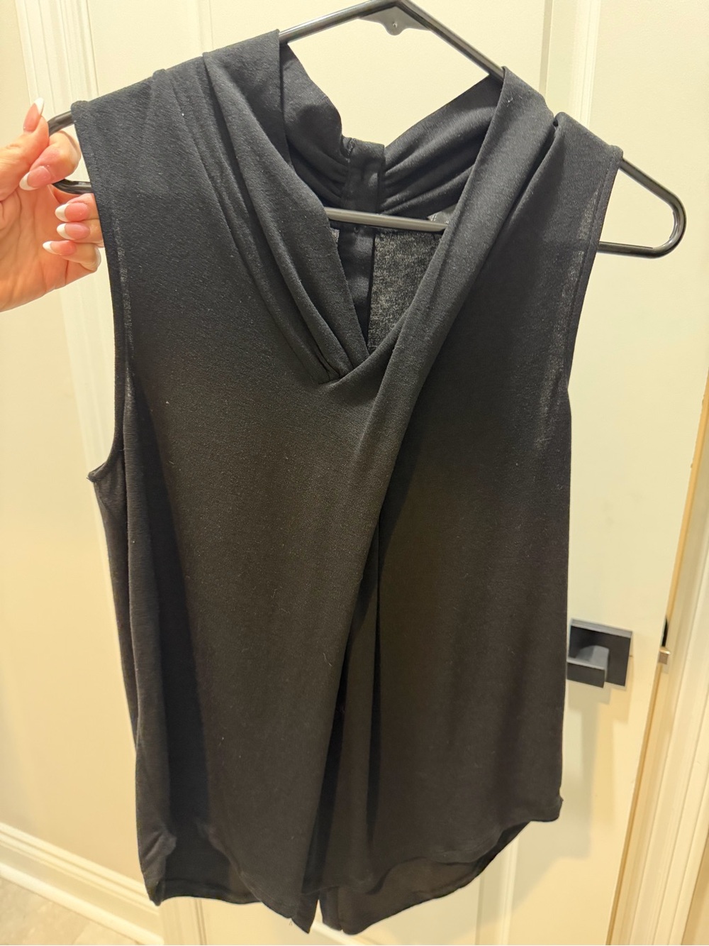 Zara Black Draped V-Neck Sleeveless Tank